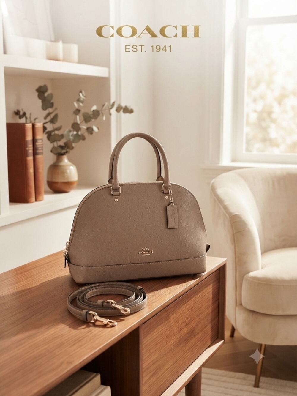 Classic Coach Taupe Dome Satchel / Crossbody